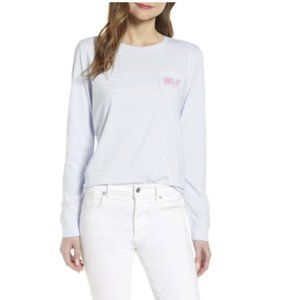 VINEYARD VINES Light Blue Long Sleeve Whale Tee - size M
